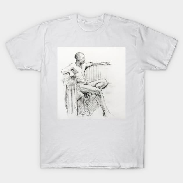 Seated male nude T-Shirt by rozmcq